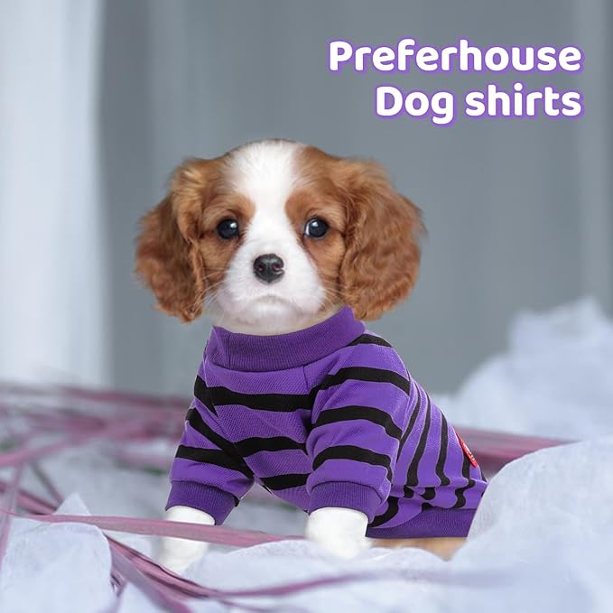 Dog Shirts for Large Dogs, Striped T-Shirts Dog Vest Pet Apparel Tee Shirts Spring Summer Suitable for Small and Medium Large Pets French Bulldog Bichon, Violet L