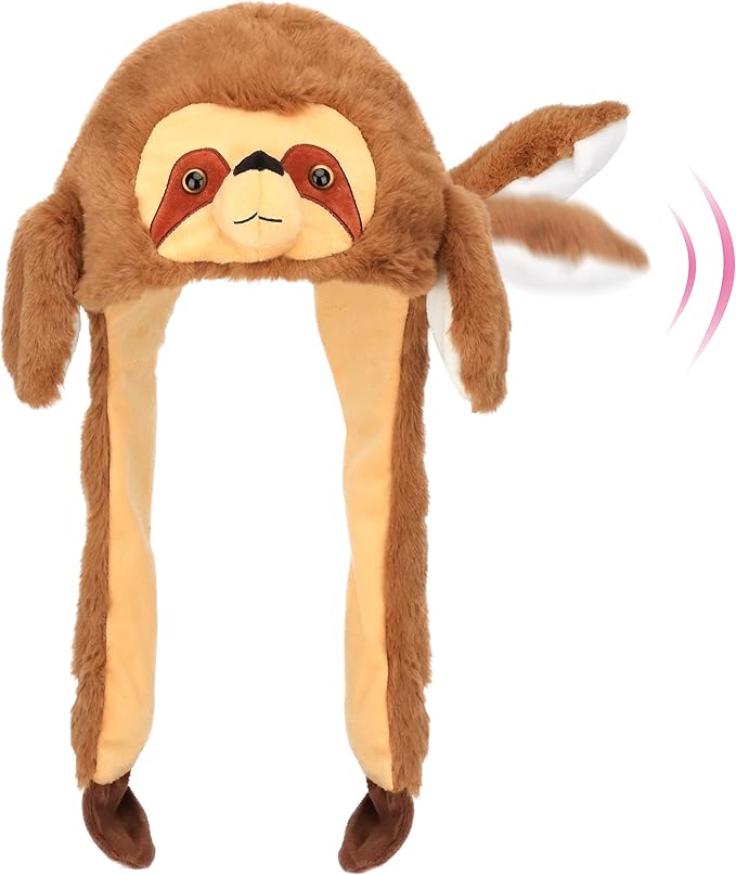 Bubblepompom Animal Hat with Ears Moving Jumping Pop Up Beating Hat Plush Holiday Cosplay Dress Up Funny Gift for Kids