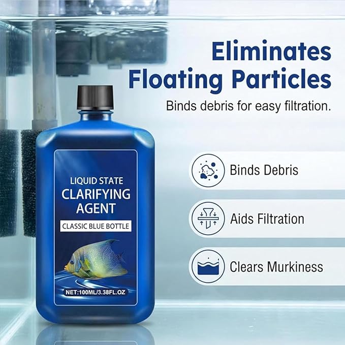 Fast-Acting Aquarium Water Clarifier, Aquarium Liquid State Clarifying Agent, Clears Cloudy Water & Maintains Clear Results, Powerful Fish Tank Water-Purification, for Freshwater (2pcs)