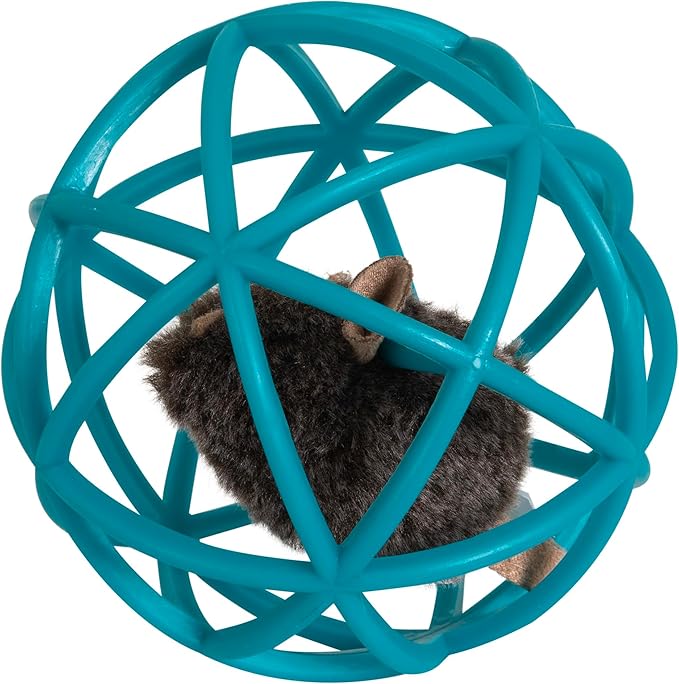 Pet Zone Ball of Furry Fury Premium Catnip Cat Toy with Real Mouse Sounds, for Chase, Rolling and Racing, Teal