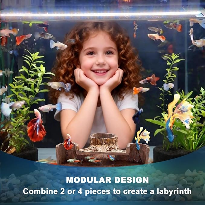 Fish Tank Decorations Aquarium Cave, Aquarium Decor Fish Hideout for Cory Catfish Betta Pleco Shrimp, Fish Tank Accessories & Betta Fish Tank Accessories, Natural Fish Tank Decor for Aquascape