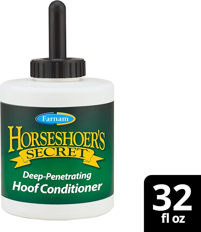 Farnam Horseshoer's Secret Deep-Penetrating Hoof Oil for Horses, Conditions Dry Hooves, Prevents Cracks, Splits & Contracted Heels, Contains Avocado, Glycerine & Mineral Oils, Fast Absorbing, 32 Oz