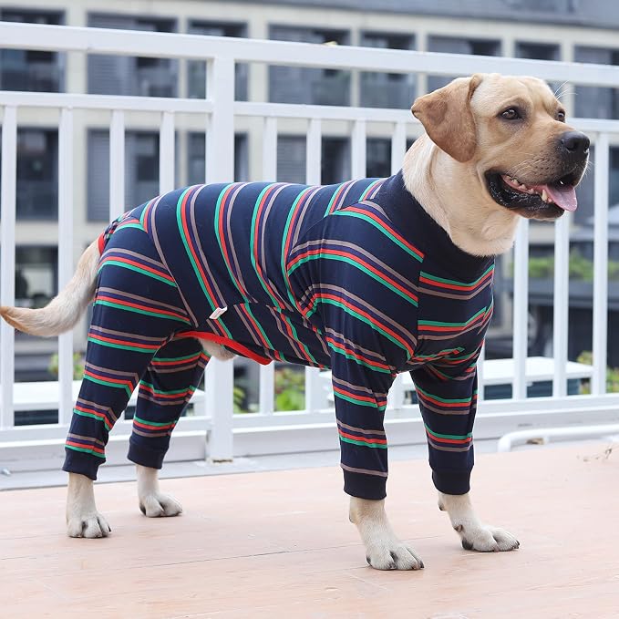 Dog Recovery Suit Abdominal Wound After Surgery Wear Prevent Licking Wounds E-Collar & Cone Alternatives Postoperative Shirt Dog Pajamas Long Sleeve Prevent Shedding (XXX-Large, Blue)