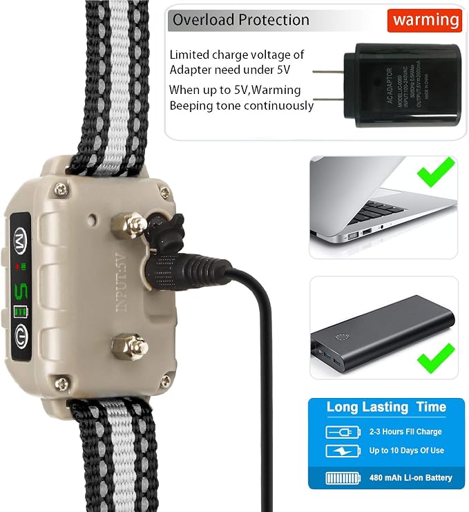 Bark Collar No Bark Collar Rechargeable Anti bark Collar with Adjustable Sensitivity and Intensity Beep Vibration and No Harm Shock Bark Collar for Small Medium Large Dogs