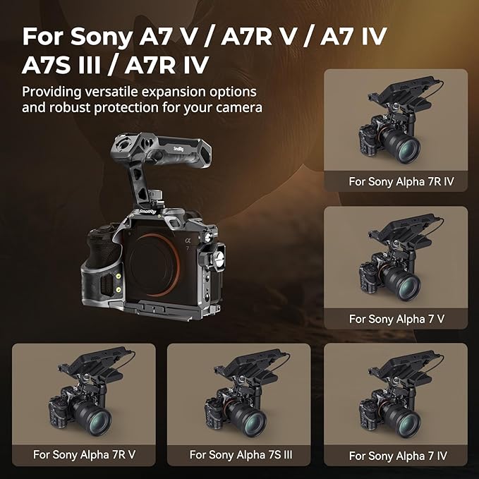 SmallRig A7 V / A7R V / A7 IV Rhinoceros Cage Basic Kit for Sony Alpha 7 V/Alpha 7R V/Alpha 7 IV/Alpha 7S III/Alpha 7R IV, Includes Top Handle/Cable Clamp for HDMI