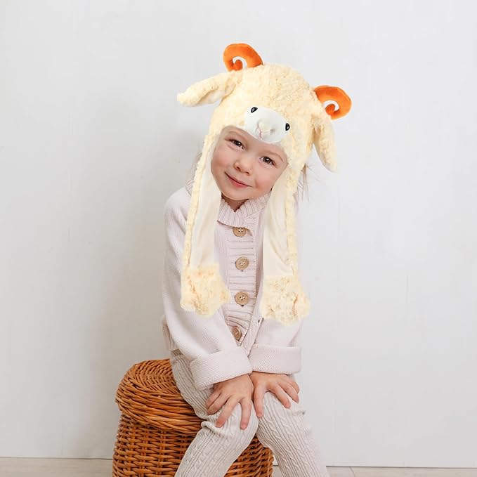 Bubblepompom Animal Hat with Ears Moving Jumping Pop Up Beating Hat Plush Holiday Cosplay Dress Up Funny Gift for Kids