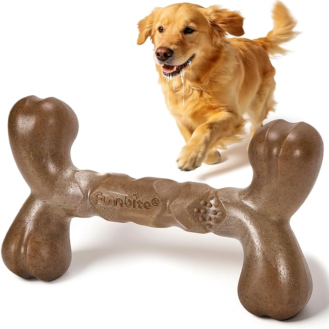 Large Dog Bones for Aggressive Chewers, Bacon Scented & Nylon Bone to Keep Them Busy, Durable Chew Toy for Medium & Large Breeds (25-80 lbs)