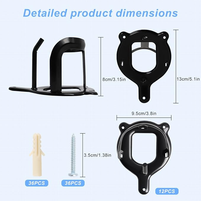 12 Counts Horse Bridle Rack, Bridle Bracket Bridle Hooks with Tubes and Screw, Horse Tack Storage Halter Hanger Metal Bridle Holder for Tack Room,Horse Blanket Rack,Bridle Holder Wall Mount