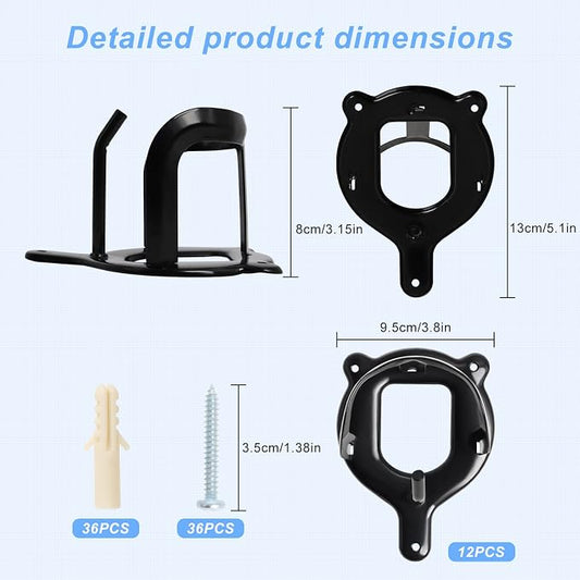 12 Counts Horse Bridle Rack, Bridle Bracket Bridle Hooks with Tubes and Screw, Horse Tack Storage Halter Hanger Metal Bridle Holder for Tack Room,Horse Blanket Rack,Bridle Holder Wall Mount