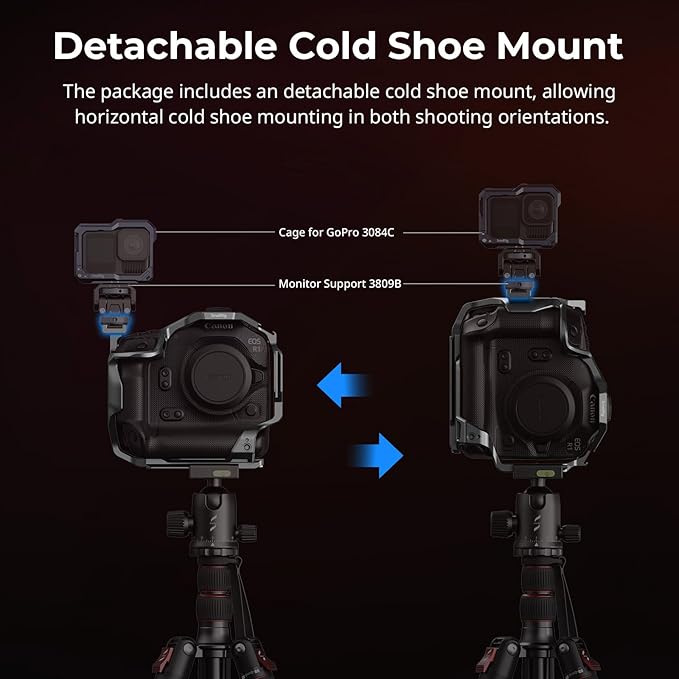 SmallRig Cage for Canon R1, Full-Cover R1 Cage with Detachable Cold Shoe Mount, Quick Release Plates for Arca, 1/4"-20 & 3/8"-16 for ARRI locating holes, Support Vertical and Horizontal Shooting- 5413