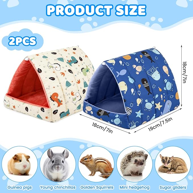 2 Pcs Guinea Pig Hideout, Guinea Pig Bed Tunnel Washable Small Animal House Cage Accessories for Mouse Chinchillas Hamsters Hedgehogs Ferrets Bearded Dragons and Rats Other Small Animals