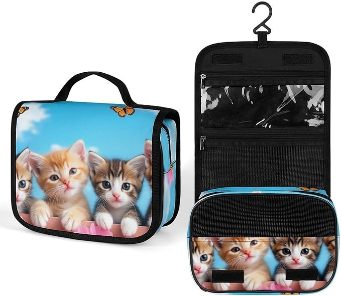 Toiletry Bag Garden Wonder Kittens Cats Hanging Travel Makeup Organizer Cosmetic Bag for Full Sized Toiletries
