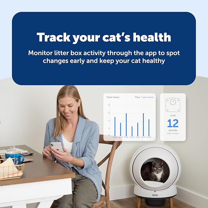 PetSafe ScoopFree SmartSpin Self-Cleaning Cat Litter Box Advanced Odor Control, App Controlled with Health Monitoring, Works with Any Litter, Up to 2 Weeks of Hands-Free Cleaning
