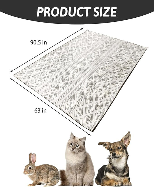 BNOSDM 91" X 63" Washable Bunny Cage Liners Large Rug for Rabbits Large Non Slip Pad for Bunnies Resuable Rabbit Liner for Chinchillas Cats