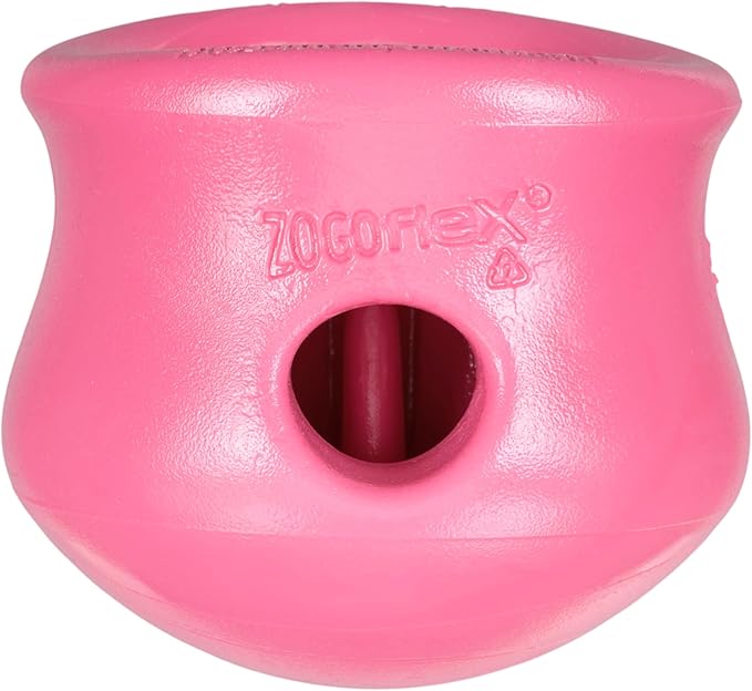 WEST PAW Zogoflex Toppl Interactive Treat Dispensing Puzzle Dog Toy for Mental Stimulation & Enrichment-Holds Kibble & Treats-Lickable, Freezable & Dishwasher Safe-Made in USA-Small-Geranium