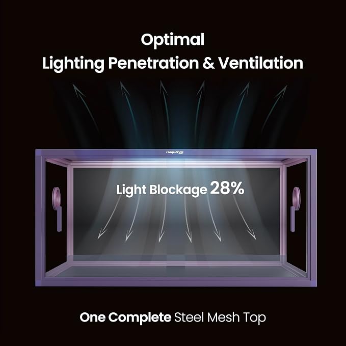 Phailozoo 50 Gallon Reptile Enclosure, Colorful Aluminum Frames Reptile Tank Assemble Within 6 Steps, Rust Proof Mesh Top for Air Circulation & Light Penetration, Dual Grommets for Multiple Wire Use