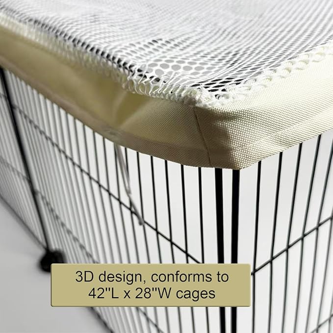 Cage Cover, Ventilated Mesh Top for C&C Midwest Guinea Pig Cage, Breathable & Escape-Proof Small Animal Enclosure Lid with Secure Clips for Rabbits（Not Include cage） (42in x 28in Cage Cover)