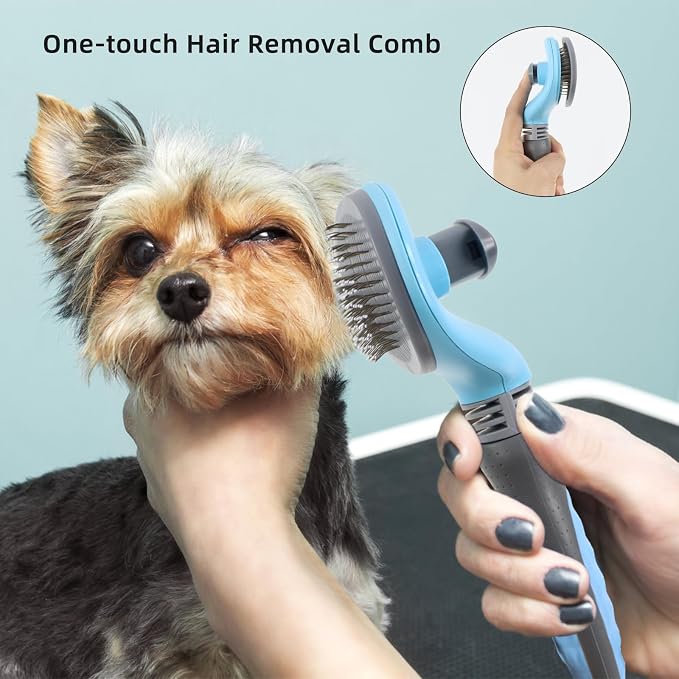 Wisedog Dog Grooming Kit, Upgraded Blue, 7PCS | Cat Nail Clipper with Nail File, Dematting Comb for Dogs, Flea Comb, Bath Brush, Hair Removal Mitts