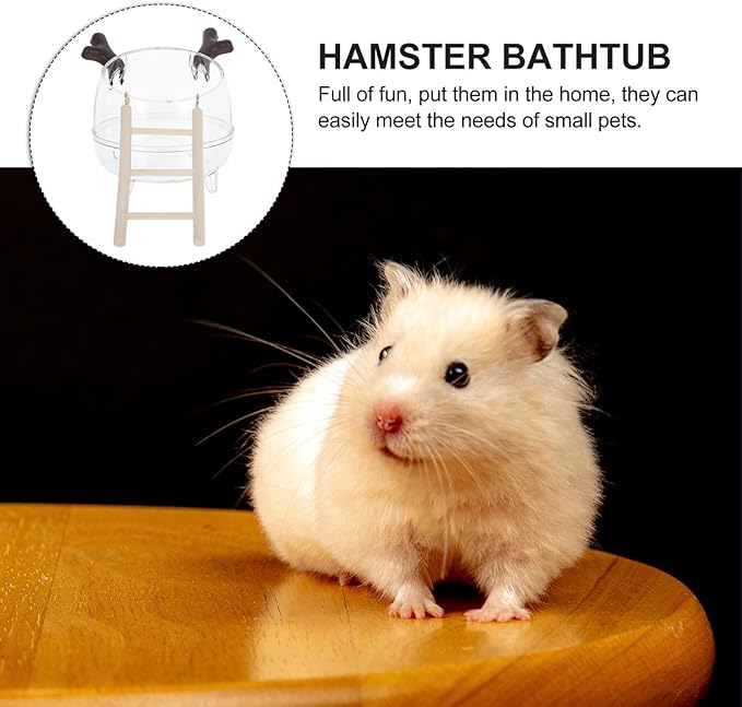 Toyvian Multi-use Hamster Bathroom Toilet Sand Bath Decor Cage Accessory Hideout Ladder Cleaning Easy Pet Care Kit