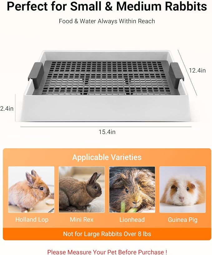 4-in-1 Rabbit Litter Box & Hay Feeder for Bunny and Guinea Pig, Upgraded Bunny Litter Box with 2 Stainless Bowls, Dustpan & Broom – Rabbit & Guinea Pig Accessories
