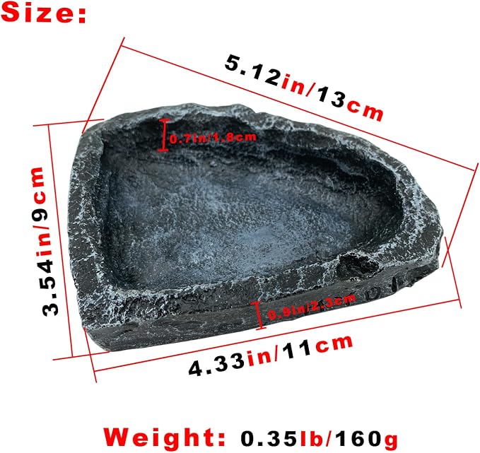 2 Pack Reptile Feeding Dish Corner Bowl, Reptile Water Dish Food Bowl Feeding Terrarium Bowls for Bearded Dragon Lizard Frog Gecko Tortoise Hermit Crab