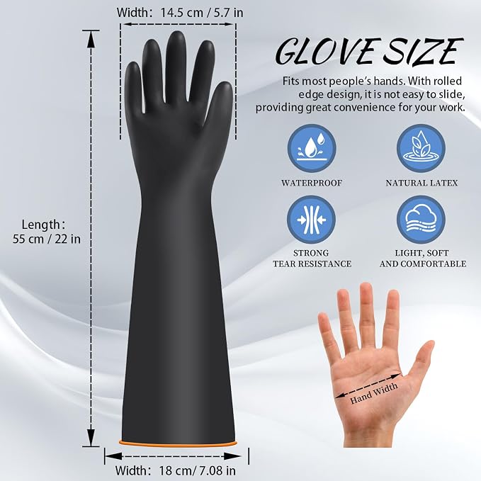 Haiou Chemical Resistant Nitrile Gloves Long Rubber Gloves for Drains, Acid, Oil, and Industrial Use Household Cleaning