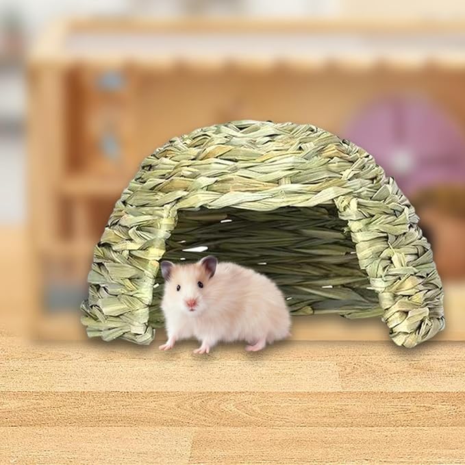 Hideaway Hut Toy Comfortable Playhouse Comfortable Baby Rabbit Hideaway Hut Rabbit Straw Nest for Ferret Small Animals Bunny, 25cmx17cm