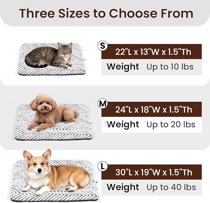 Mora Pets Washable Dog Crate Pad Soft Kennel Bed Crate Mat for Small Dogs, Puppies & Cats Flat Pet Bed with Anti-Slip Bottom for Dog Cage, Carrier & Travel Sleeping Chevron Grey 24 x 18