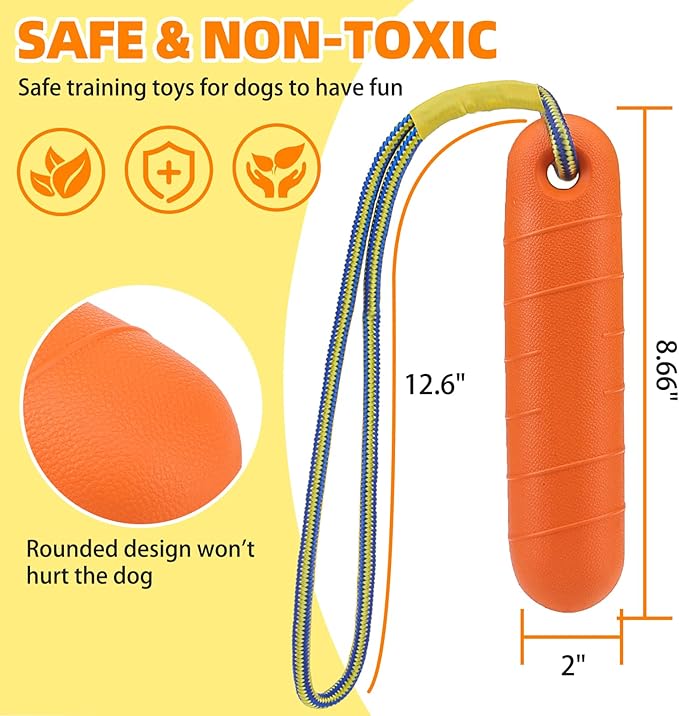 PUPTECK Interactive Dog Pool Toys Water Floating Toys Fetch Training Bumpers 2 Pack, Yellow & Orange