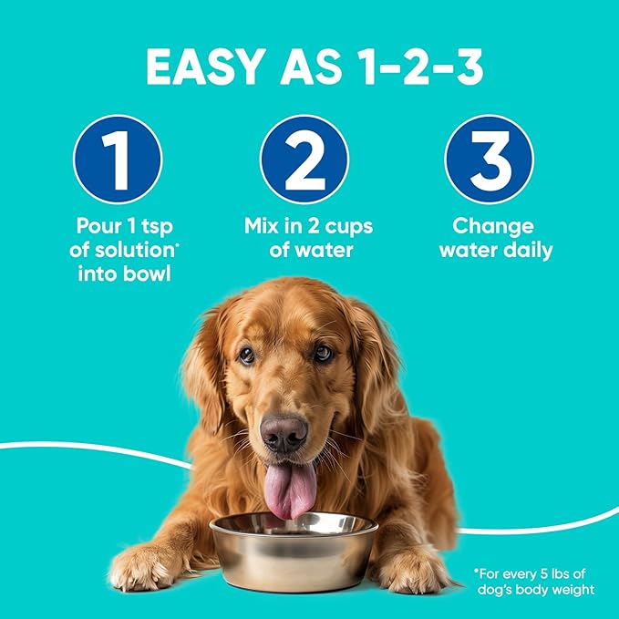 Virbac C.E.T. AQUADENT® FR3SH® Dental Solution For Dogs & Cats - Supports Dental Health & Fresher Breath - VOHC Approved For Dogs (250 ml)