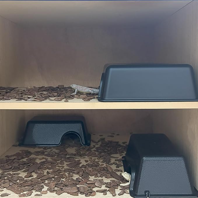 Small 2 Pcs Durable Reptile Hide Box, Ball Python Hide, Leopard Gecko Hide, Bearded Dragon Hide, Easy to Clean Reptile Hides Cave for Tank, Snake Hide Enclosure (7.48" x 4.72" x 2.56")