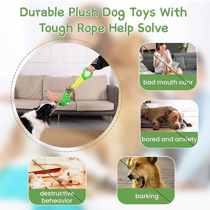 YINEYA Tough Dog Toys for Aggressive Chewers, Interactive Tug of War Dog Toy to Keep Them Busy, Dog's Squeak Toys for Large Dogs, Dogs Chew Toy for Teething