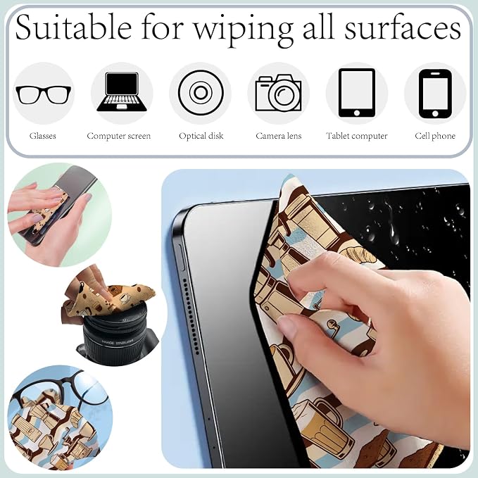CREATCABIN 6Pcs Glasses Cleaning Cloth Microfiber Cleaning Cloths Suede Fiber Glasses Cleaner Wipes Soft Washable Microfiber Reusable for Eyeglasses Camera Lens Laptops Screens Phone 6 x 6 Inch Drink