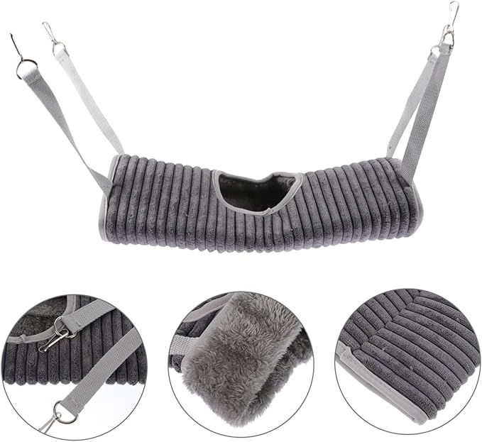 Yardwe Ferret Hideout Hammock Warm Pet Tunnel Cage for Small Animals Cozy Sleeping Spot for Hamsters Guinea Pigs Other Pets Grey