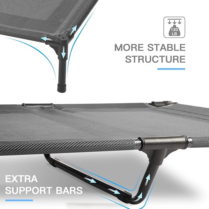 suddus Elevated Dog Bed Waterproof Outdoor, Portable Raised Dogs Beds, Dogs Beds Off the Floor, Dog Bed Easy Clean Indoor or Outdoor Use, Large, Grey