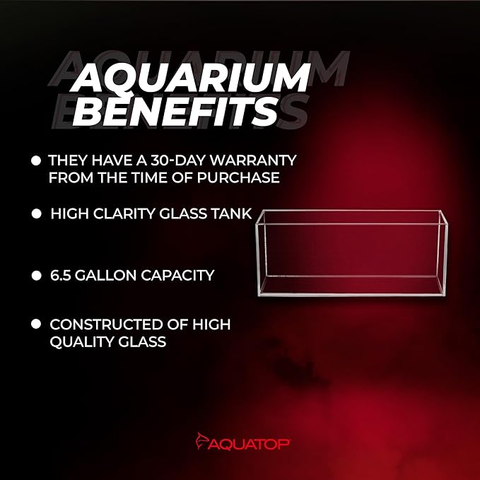 Aquatop High Clarity Tall Glass Aquarium – 6.5 Gallon Bookshelf Style Tank – 6.7" x 23.6" x 9.4" – Crystal Clear Glass for Freshwater & Saltwater Aquariums – HCA-6G