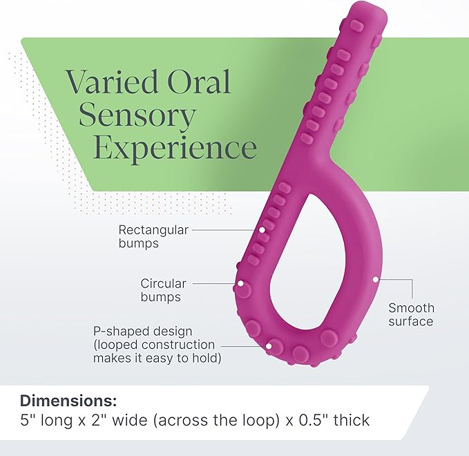 ARK Textured Grabber Sensory Chew, Sensory Toys for Kids and Adults, Chewy Fidget for Autism, ADHD, SPD, Anxiety, Medical-Grade Oral Motor Therapy Tools, Standard, Softest, Magenta