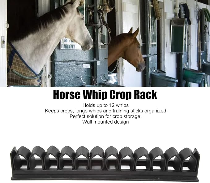 Horse Whip Crop Holder Rack Wall Mounted for Horse, Horse Whip Storage Organizer Crop Holder Whip Rack for Horse Stables Black