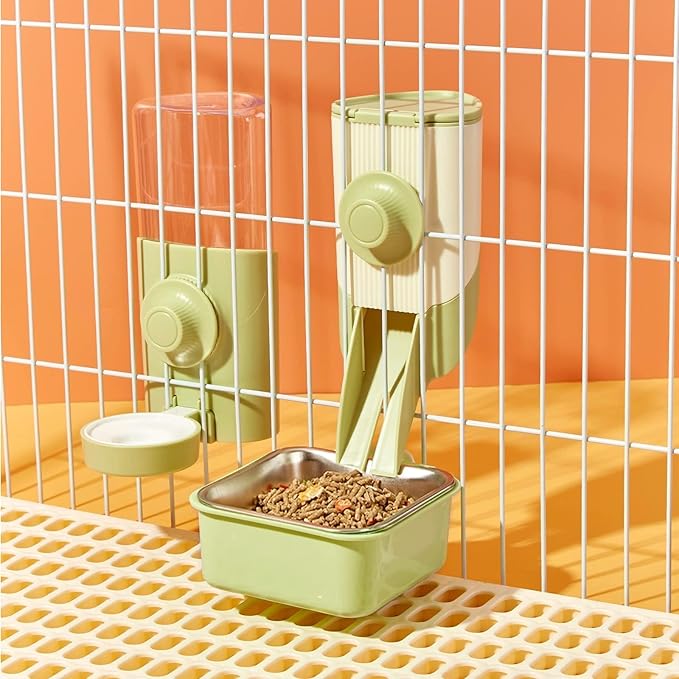 Pet Hanging Bowl for Crates, 2 in 1 Small Dog Bowl Puppy Removable Stainless Rabbit Cat Feeder Food Water Bowls for Puppy Cat Bird Rabbit Hamster Guinea Pig Ferret Small Animals