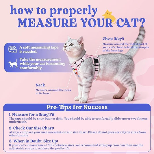 rabbitgoo Cat Harness and Leash for Walking, Escape Proof Soft Adjustable Vest Harnesses for Cats, Easy Control Breathable Reflective Strips Jacket, Purrty Pink, S