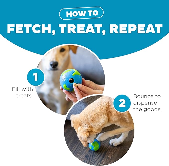 Outward Hound by Planet Dog Orbee-Tuff Planet Ball Blue/Green Treat-Dispensing Dog Toy, Small