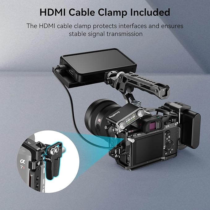 SmallRig A7 III / A7R III Camera Cage Kit for Sony Alpha 7 III/Alpha 7R III, Full Cage with Top Handle for ARRI and Cable Clamp, Built-in Cold Shoe and NATO Rails - 4198