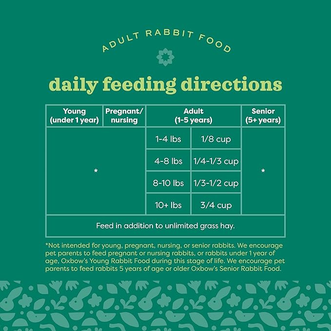 Oxbow Essentials Rabbit Food, Adult, with Timothy Hay for Rabbit, Pet Pellets with Vitamins & Minerals, Small Animal Pet Products, Bunny Food, Made in USA, High Fiber, 10 lb. Bag