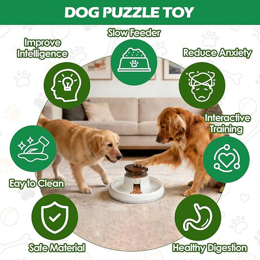 Dog Puzzle Toy - Interactive Treat Dispensing Toys for IQ Training & Brain Game, Puzzle Slow Feeder to Aid Digestion, Non-Slip Easy-Clean Enrichment Toy for Mediun/Large Dogs