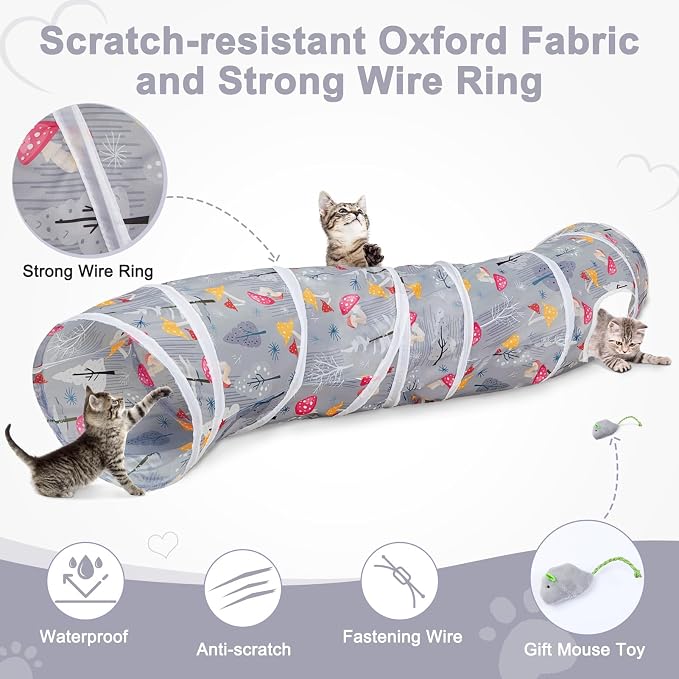 Glittme Cat Tunnel, Cat Tunnels for Indoor Cats, S-Shape Peekaboo Cat Cave with Cat Toys, Foldable Cat Tubes and Tunnels for Cats, Rabbit, Puppy, Guinea Pig