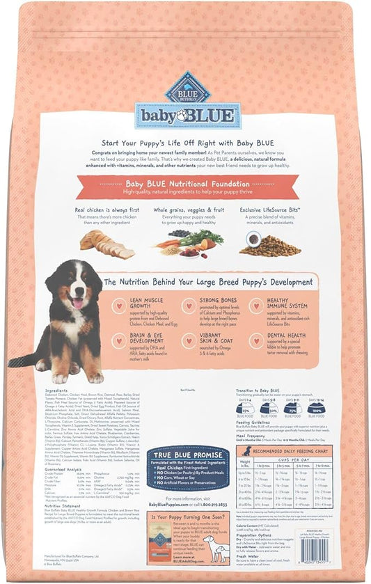 Blue Buffalo Baby Blue Natural Large Breed Puppy Dry Dog Food, Healthy Growth Formula with DHA, Chicken and Brown Rice Recipe, 24-lb Bag