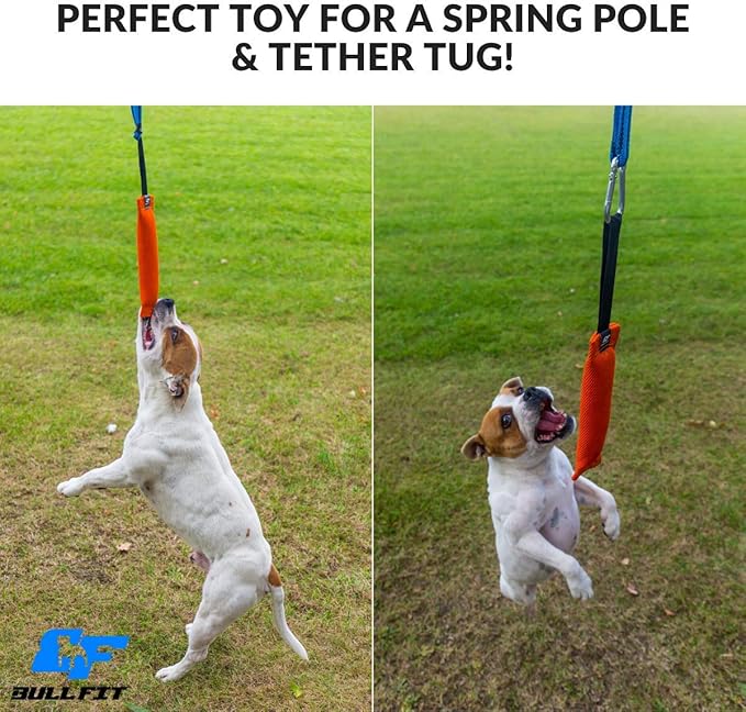 Bull Fit K9 Dog Bite Tug Toy with Strong Handle - Made of Durable & Tear-Resistant French Linen - Perfect for Tug of War, Fetch & Puppy Training - Ideal for Medium to Large Breeds