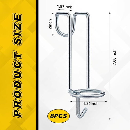 Hicarer 8 Pack Horse Feed Bucket Hooks Tack Hook for Horses Metal Equestrian Water Bucket Holder Hanger Removable No Drill Stall/Stable Feed Barn Farmhouse Supplies Livestock Accessories (Silver)