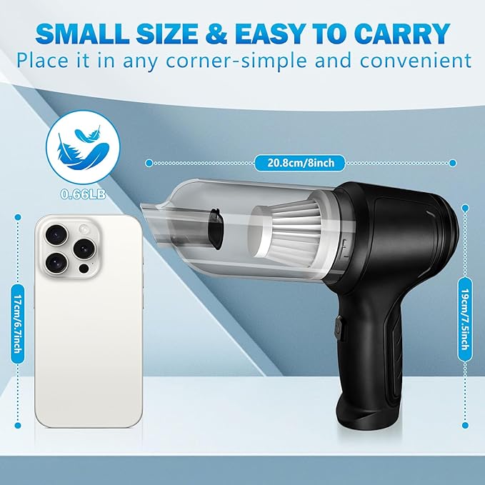 Guinea Pig Poop Vacuum: 6000Pa Powerful Suction, Cordless Handheld Spot Cleaning Tool for Guinea Pig, Rabbit, Hamster, Chinchilla & Small Animal Cages-Black