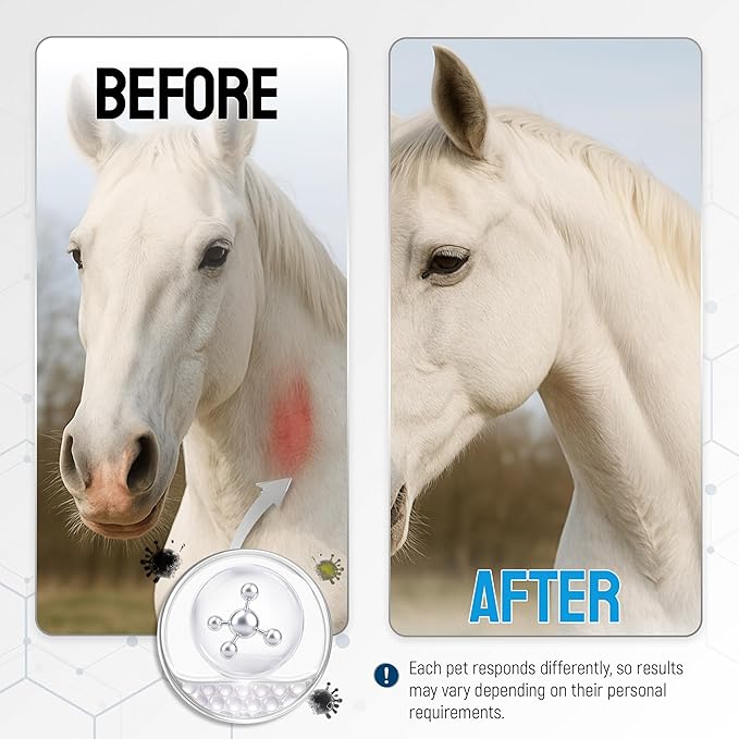 Horse Wound Care Spray with Silver – for Insect & Fly Bites, Hot Spots, Scratches & Itchy Skin – Supports Quick Healing of Cuts, Abrasions & Rain Rot Treatment for Horses – Equine Healing Aid – 4 Oz